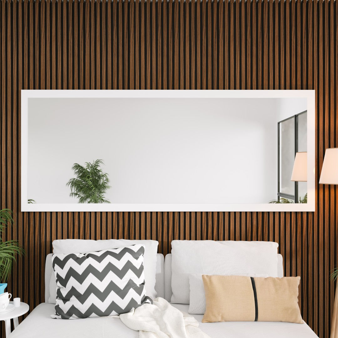 Eviva Sun 72" x 30" Rectangular White Wooden Framed Mirror