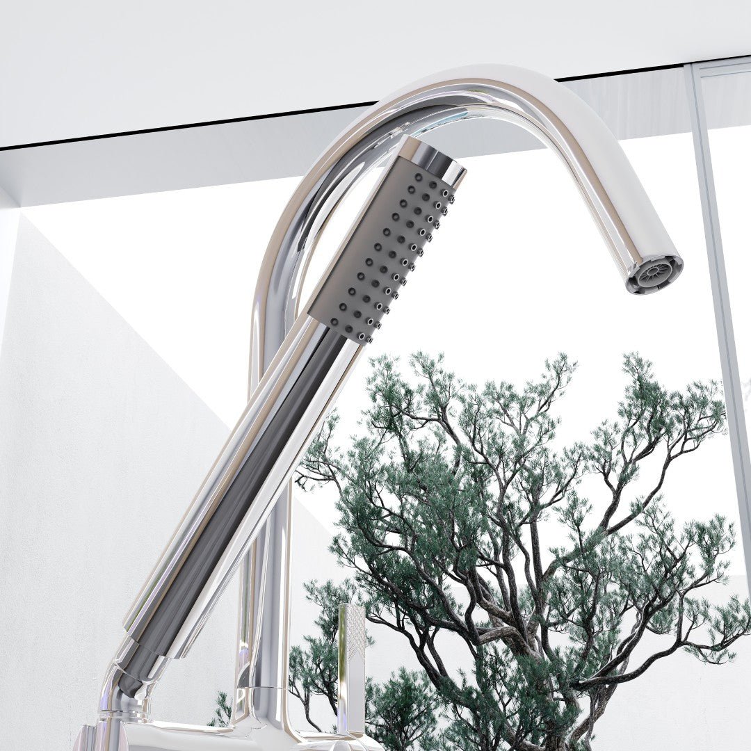 Eviva Modem Single - Handle Freestanding Tub Faucet with Hand Shower in Chrome - Bathtub Faucet by Eviva