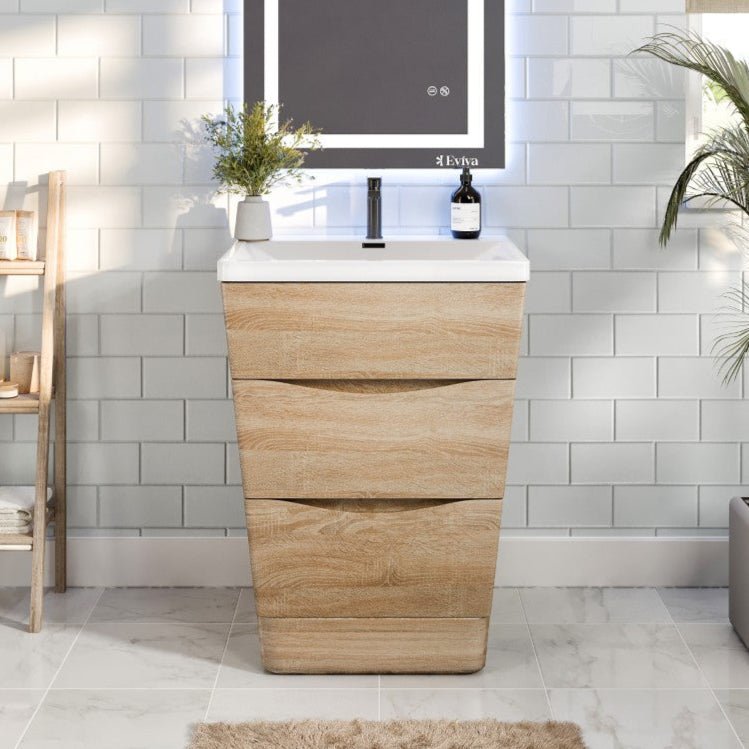 Victoria 25 in. White Oak Single Sink Bath Vanity with Acrylic Top and Integrated Sink - Bathroom Vanity by Eviva