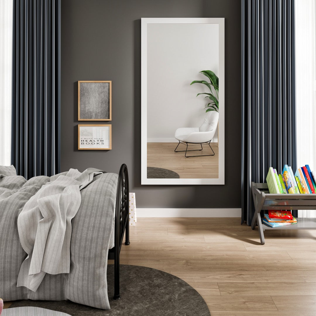 Eviva New York 60" x 30" Rectangular White Wooden Framed Mirror