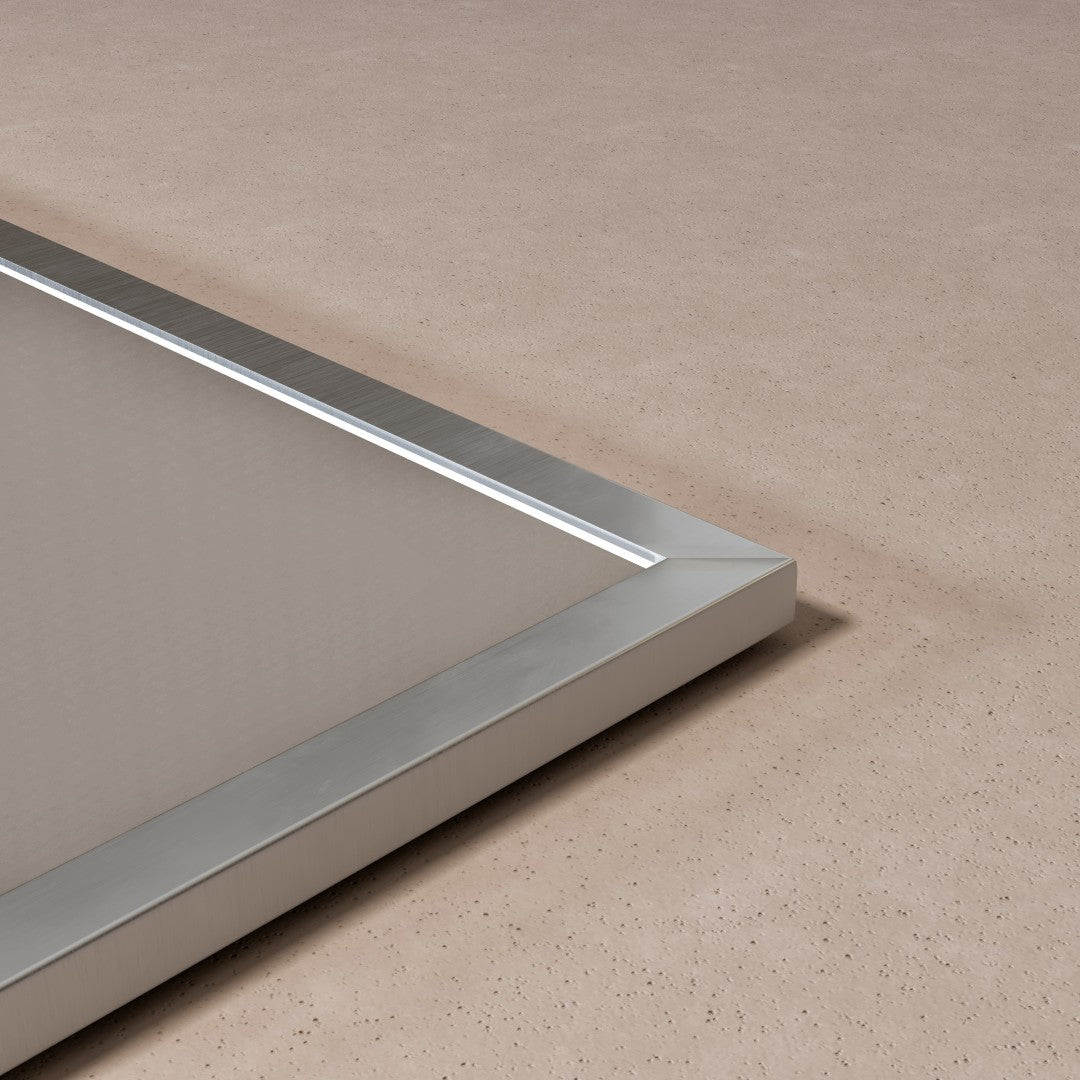 Eviva Vista 48" x 30" Rectangular Brushed Nickel Metal Framed Mirror