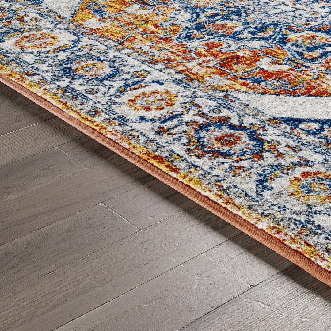 Eviva Vintage 5' x 7' Oriental Orange/Navy Rug