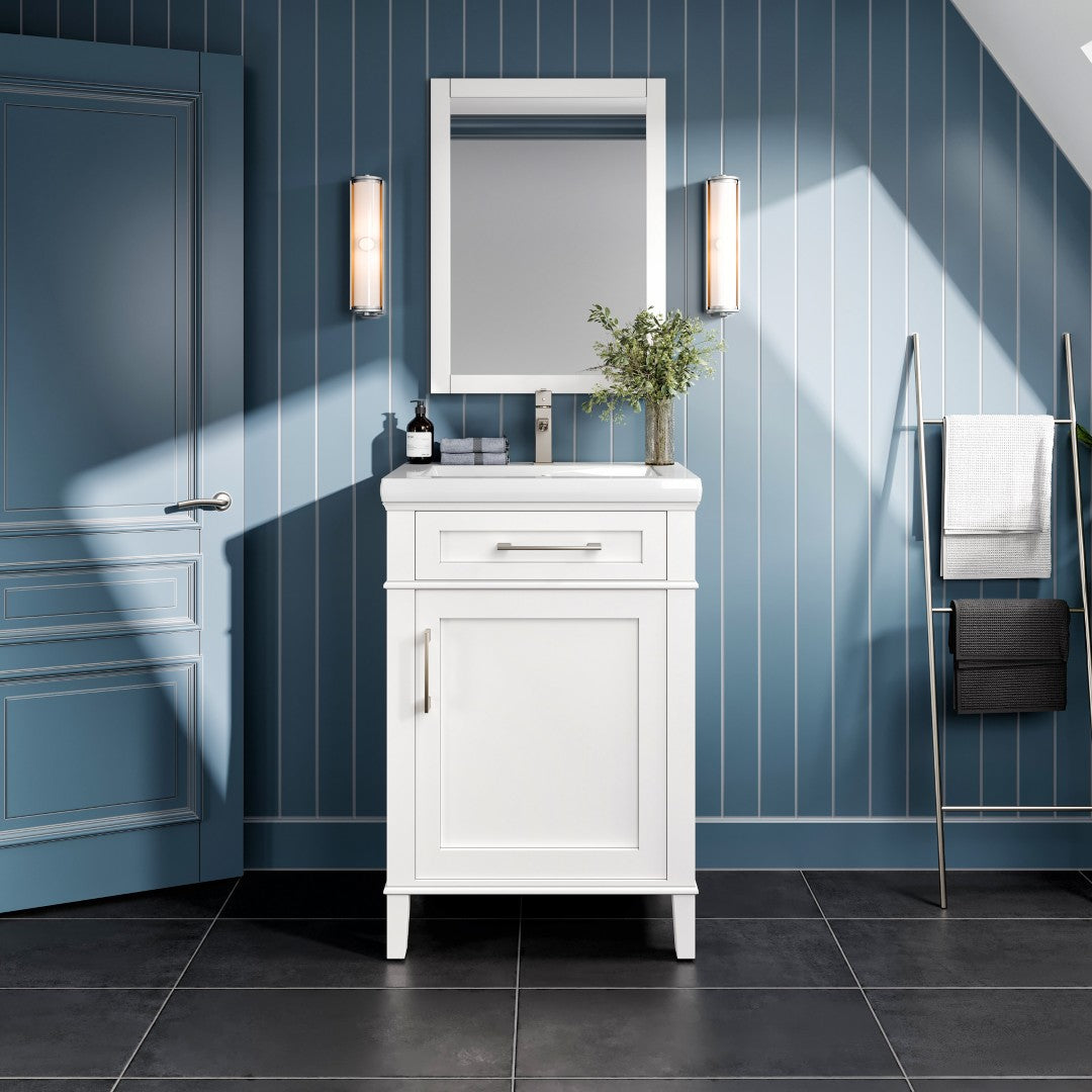 Garci 24 in. White Single Sink Bath Vanity with Porcelain Top and Integrated Sink