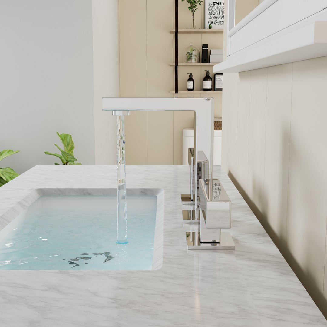 Eviva Sleek 2 - Handle Waterfall Widespread Bathroom Faucet with Deckplate Included in Chrome - Bathroom Faucet by Eviva