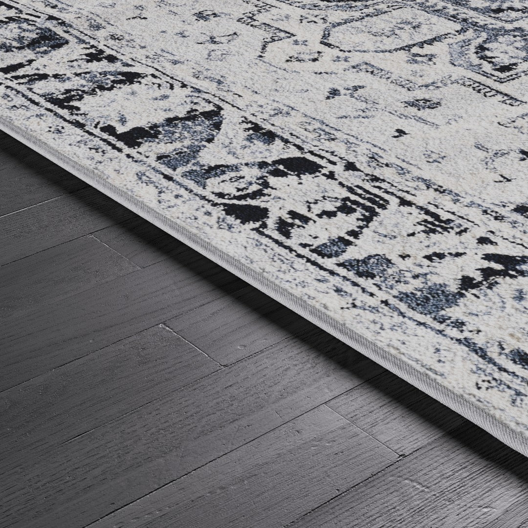 Eviva Capricorn 3' x 5' Oriental Blue/Cream Rug - Rug by Eviva