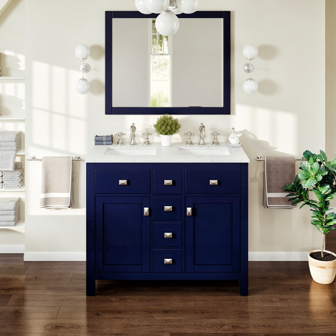 Artemis 44 in. Blue Double Sink Bath Vanity with Engineered Top and Undermount Porcelain Sinks