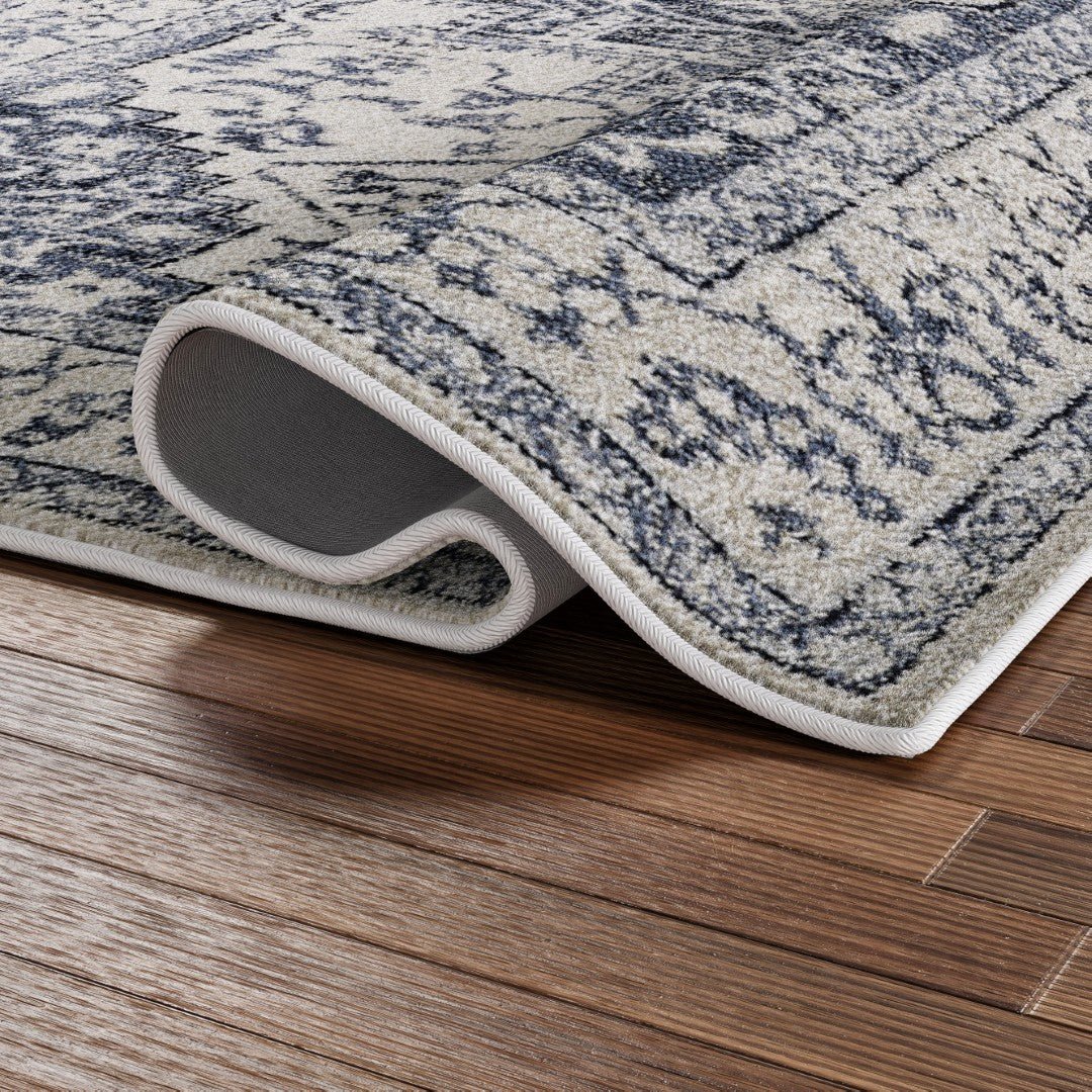 Eviva Venus 3' x 5' Geometric Blue/Cream Rug - Rug by Eviva