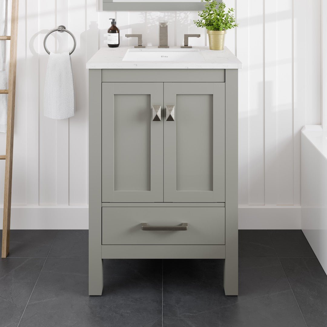 Aberdeen 24 in. Gray Single Sink Bath Vanity with Carrara Quartz Top and Undermount Porcelain Sink - Bathroom Vanity by Eviva