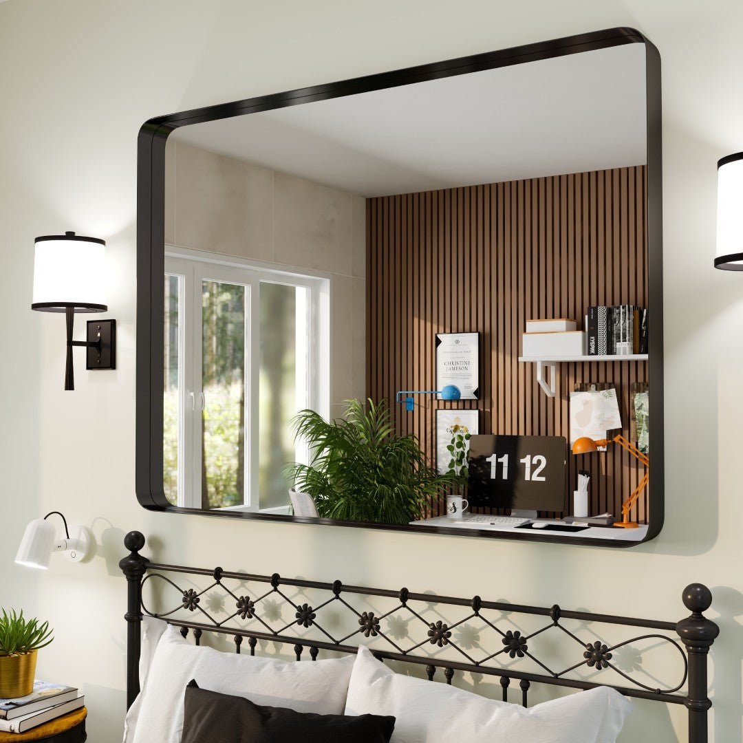 Eviva Harmony 36" x 48" Rectangular Black Metal Framed Mirror - Mirror by Eviva