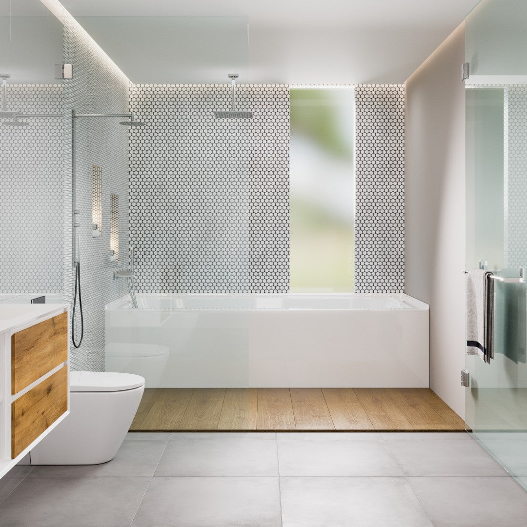 Eviva Nova 60" Glossy White Acrylic Left Drain Alcove Bathtub