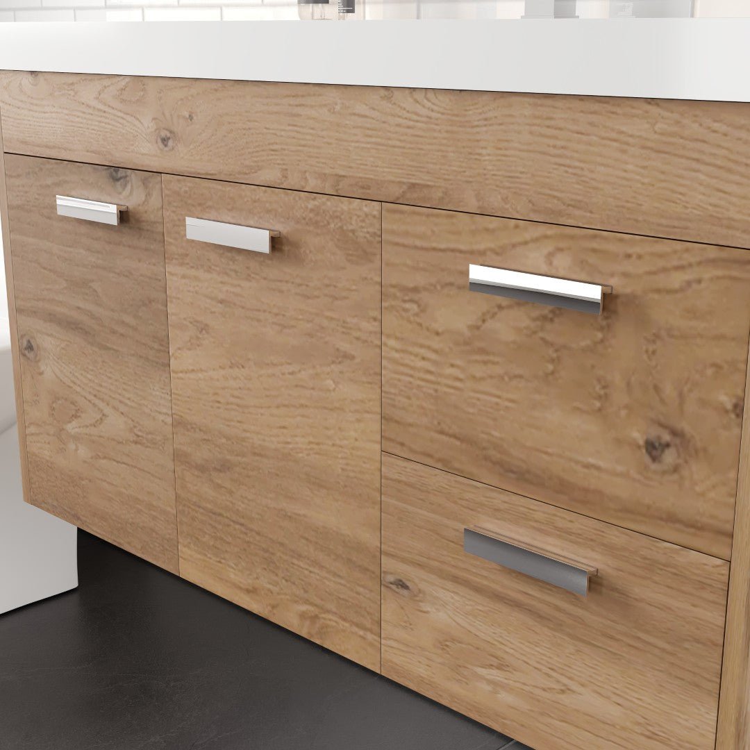 Lugano 36 in. Natural Oak Wall Mount Single Sink Bath Vanity with Acrylic Top and Integrated Sink - Bathroom Vanity by Eviva