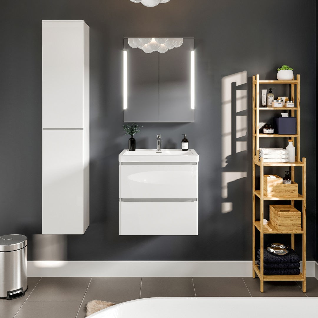 Glazzy 24 in. White Wall Mount Single Sink Bath Vanity with Acrylic Top and Integrated Sink