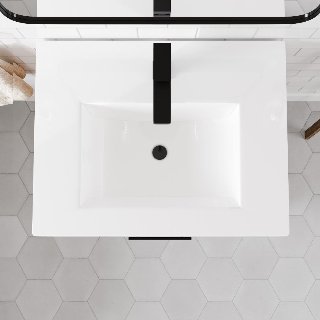 Graham 30 in. Oak Single Sink Bath Vanity with Porcelain Top and Integrated Sink
