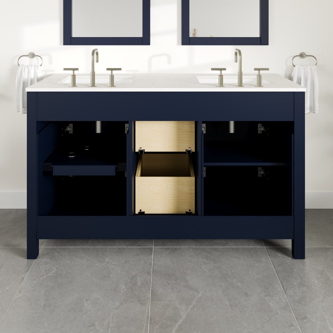 Artemis 60 in. Blue Double Sink Bath Vanity with Engineered Top and Undermount Porcelain Sinks - Bathroom Vanity by Eviva