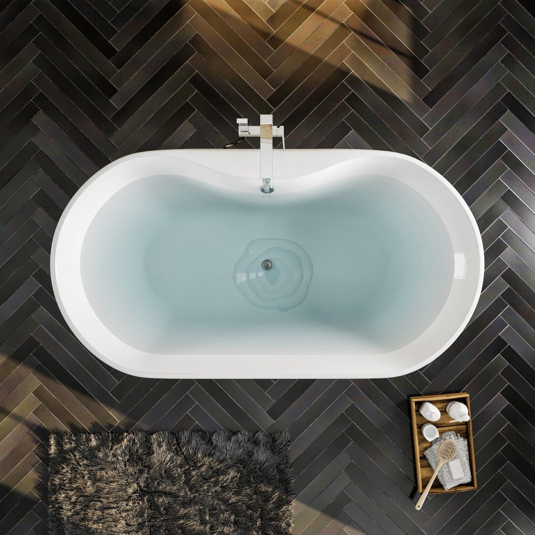 Eviva Emely 60" Glossy White Oval Acrylic Freestanding Bathtub - Bathtub by Eviva
