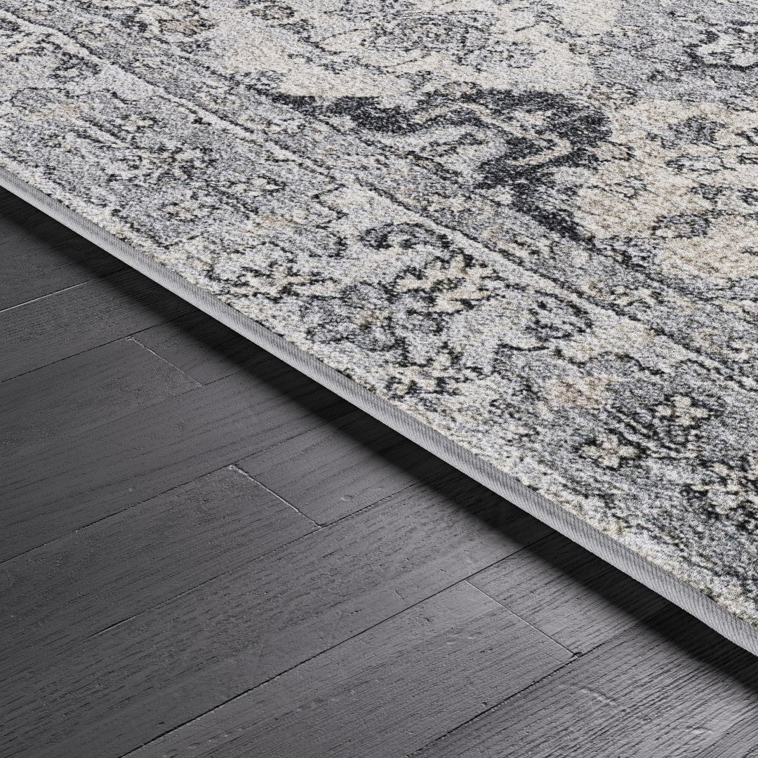 Eviva Mosaic 5' x 7' Damask Gray Rug