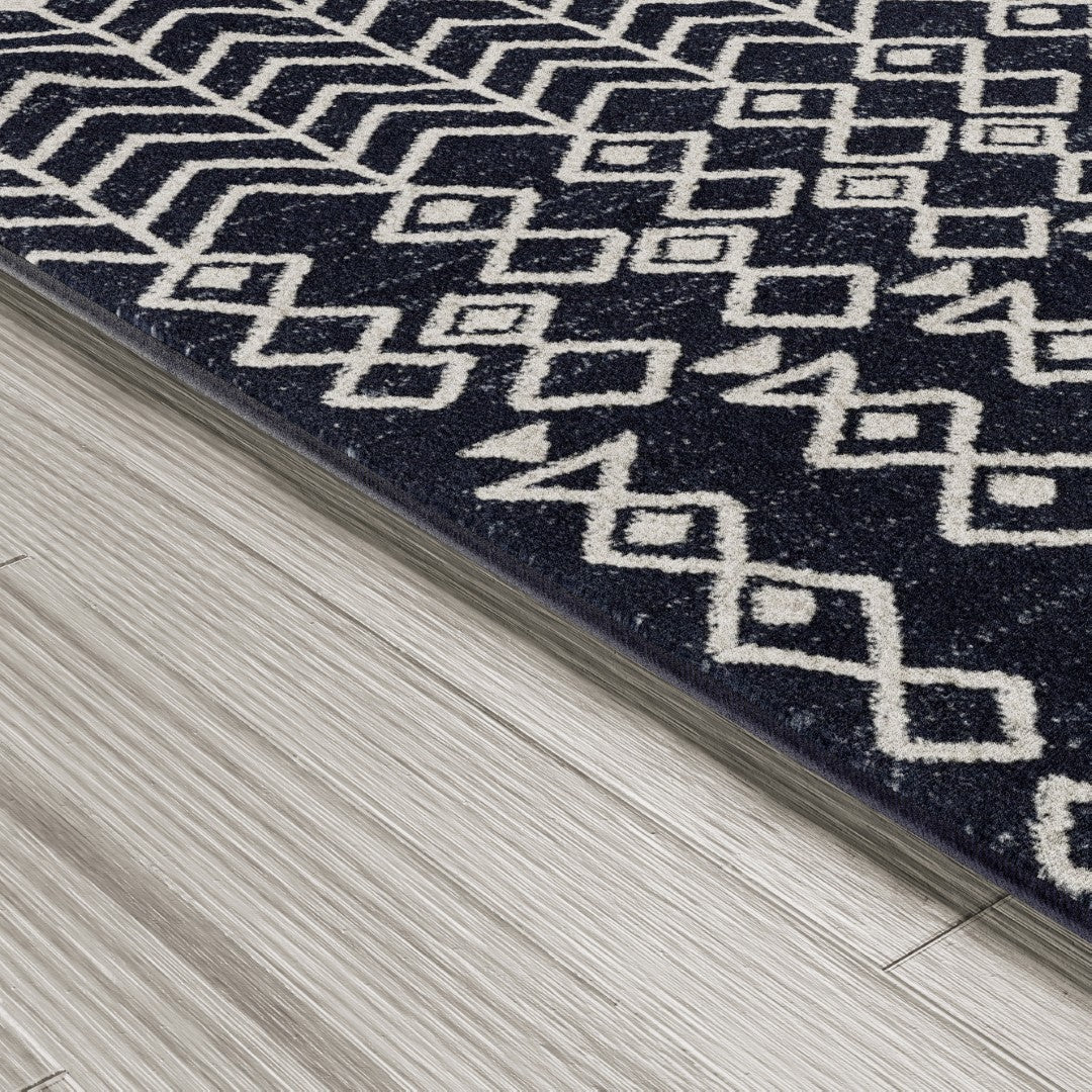 Eviva Loops 5' x 7' Ikat Blue/Cream Rug - Rug by Eviva