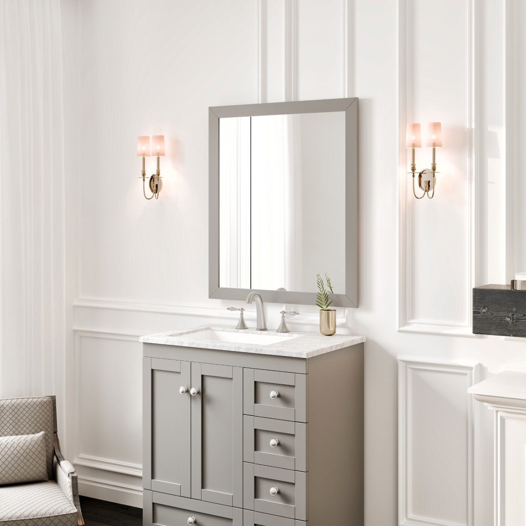 Eviva Acclaim 30" x 35" Rectangular Gray Wooden Framed Mirror - Mirror by Eviva