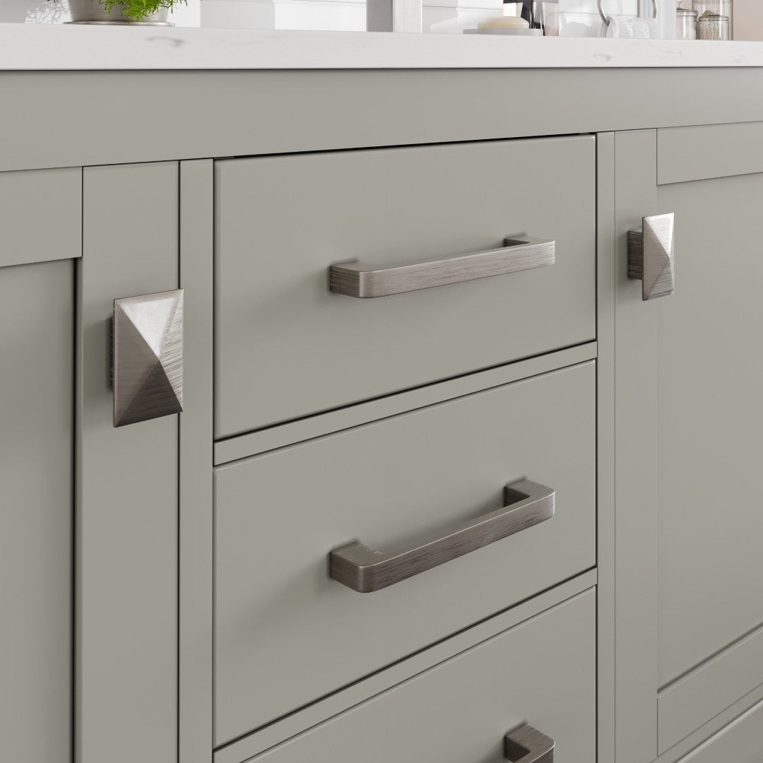 London 54 in. Gray Double Sink Bath Vanity with Carrara Quartz Top and Undermount Porcelain Sinks