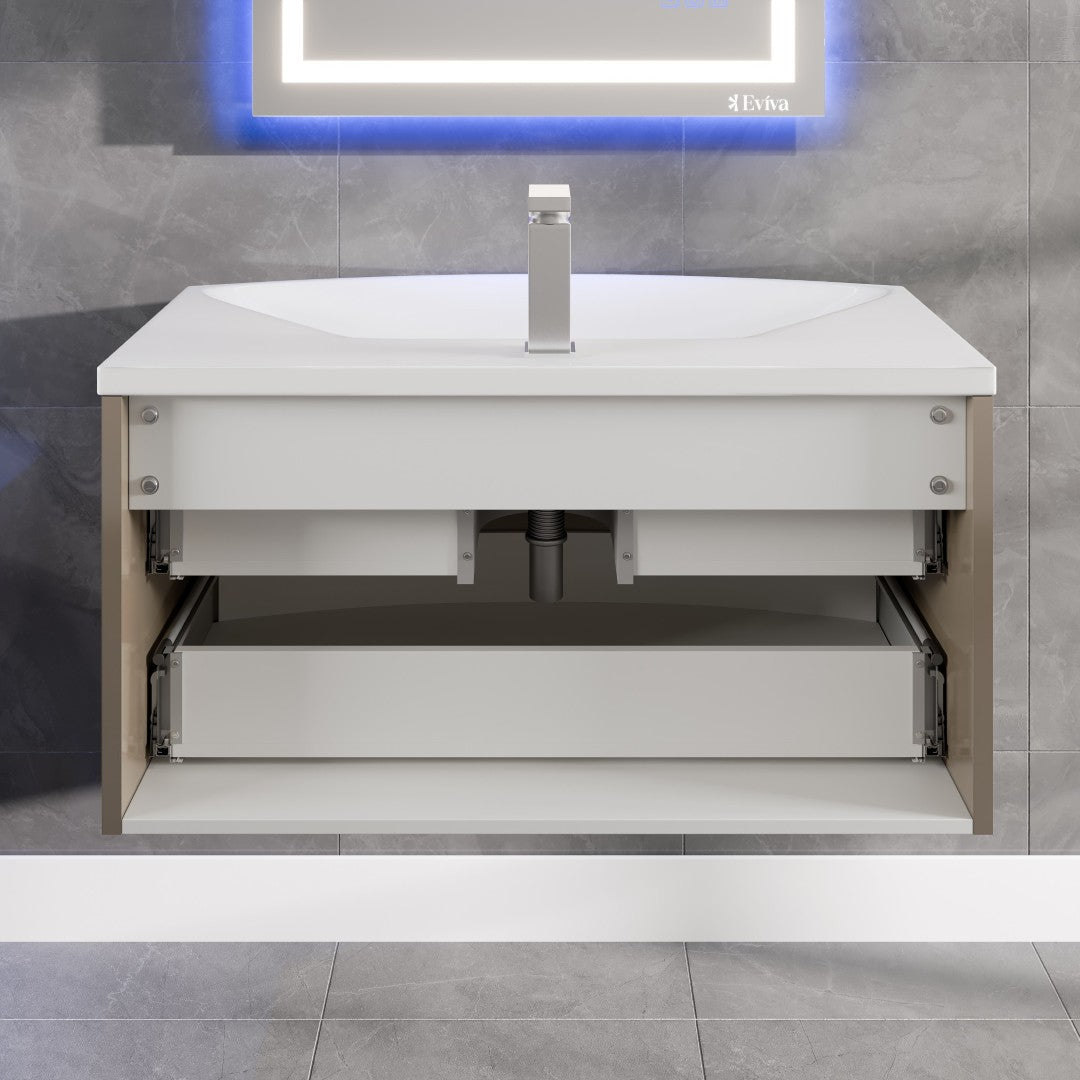 Lola 40 in. Cedar Espresso Wall Mount Single Sink Bath Vanity with Acrylic Top and Integrated Sink