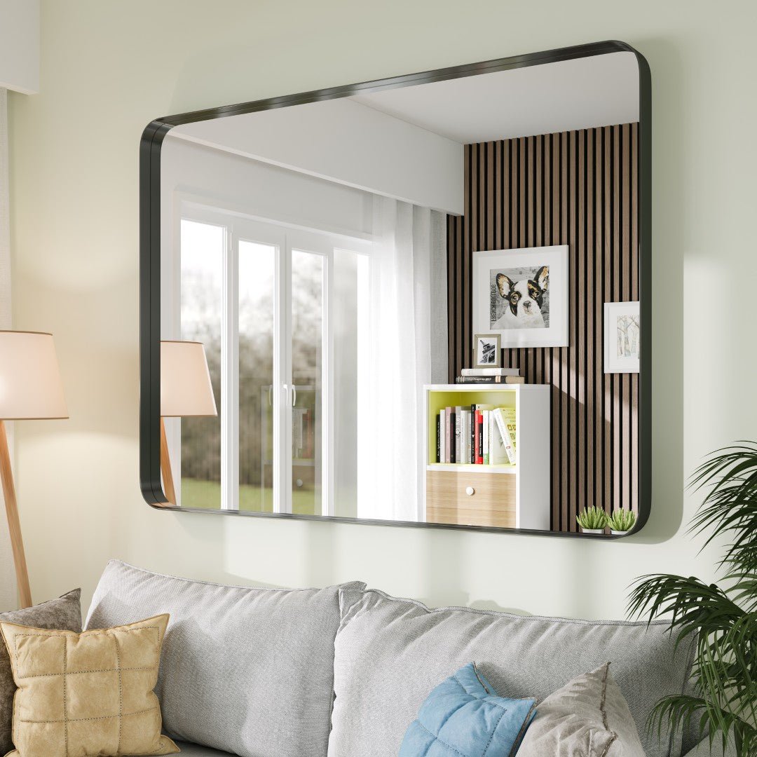 Eviva Harmony 35" x 27" Rectangular Black Metal Framed Mirror - Mirror by Eviva