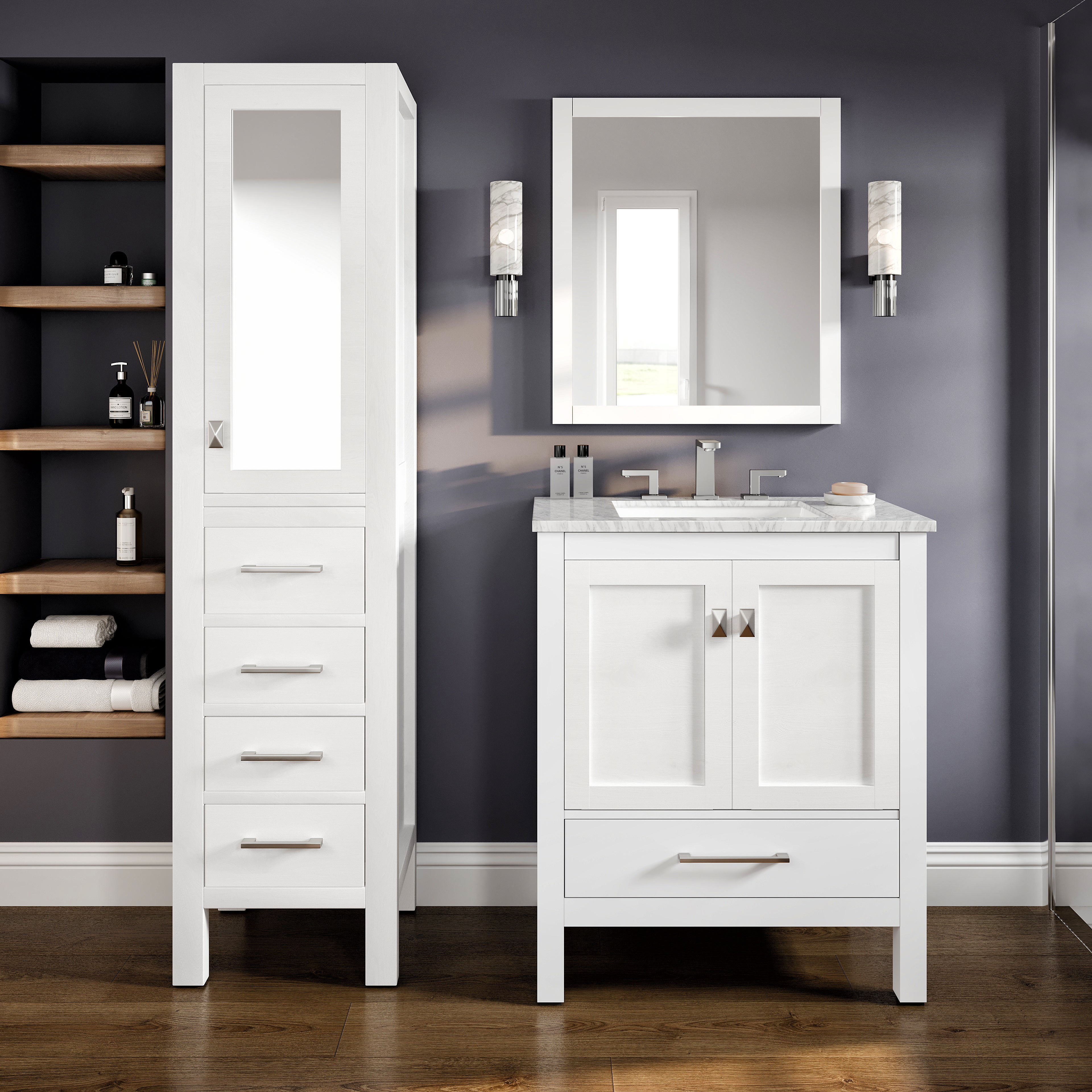 Eviva Aberdeen 18 in. W x 20 in. D White Freestanding Linen Cabinet