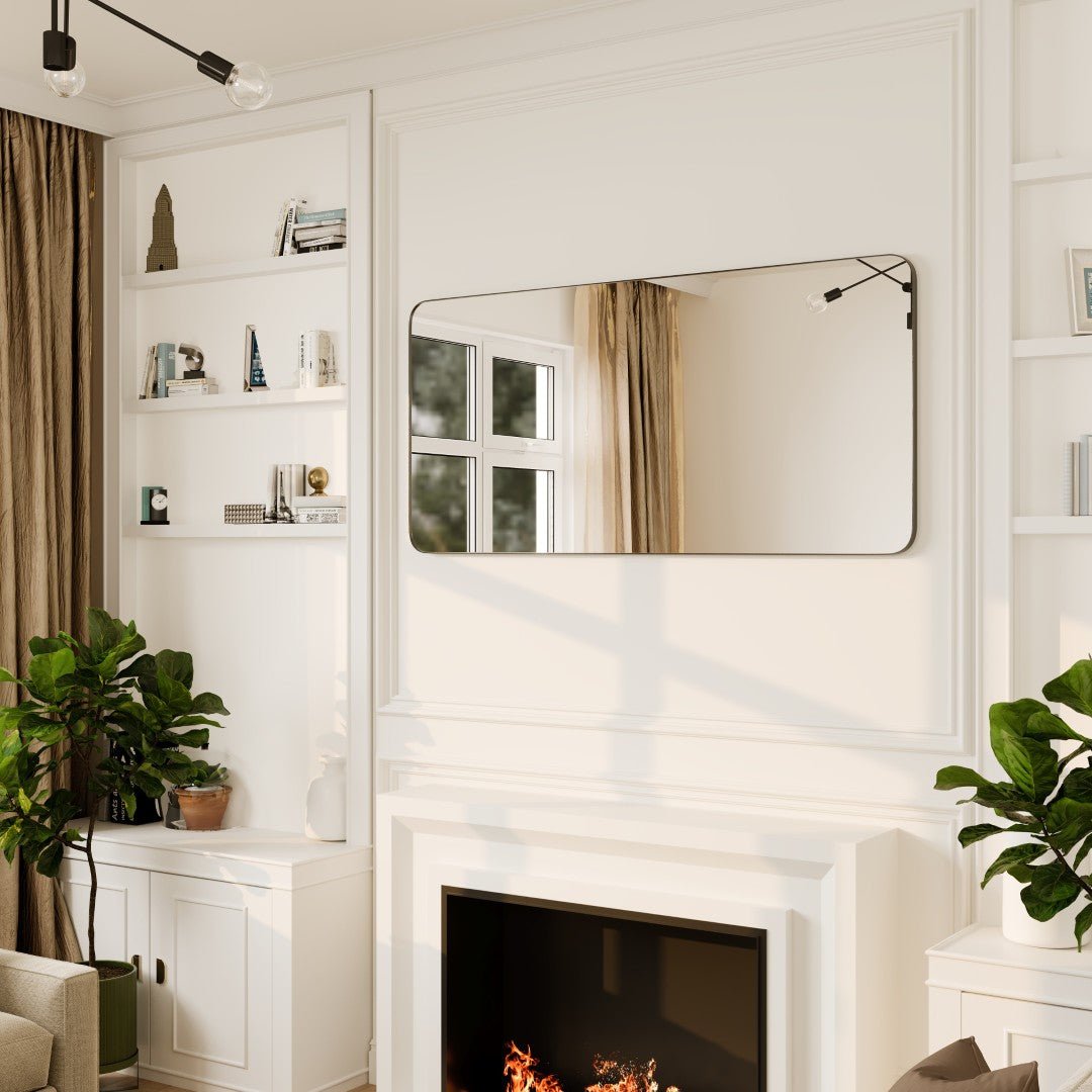 Eviva Harmony 60" x 28" Rectangular Black Metal Framed Mirror - Mirror by Eviva