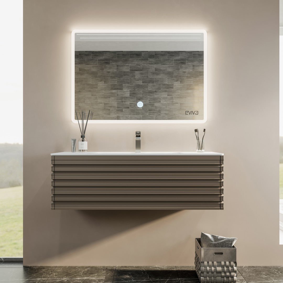 Dream 40 in. Smog Gray Wall Mount Single Sink Bath Vanity with Solid Surface Top and Integrated Sink - Bathroom Vanity by Eviva