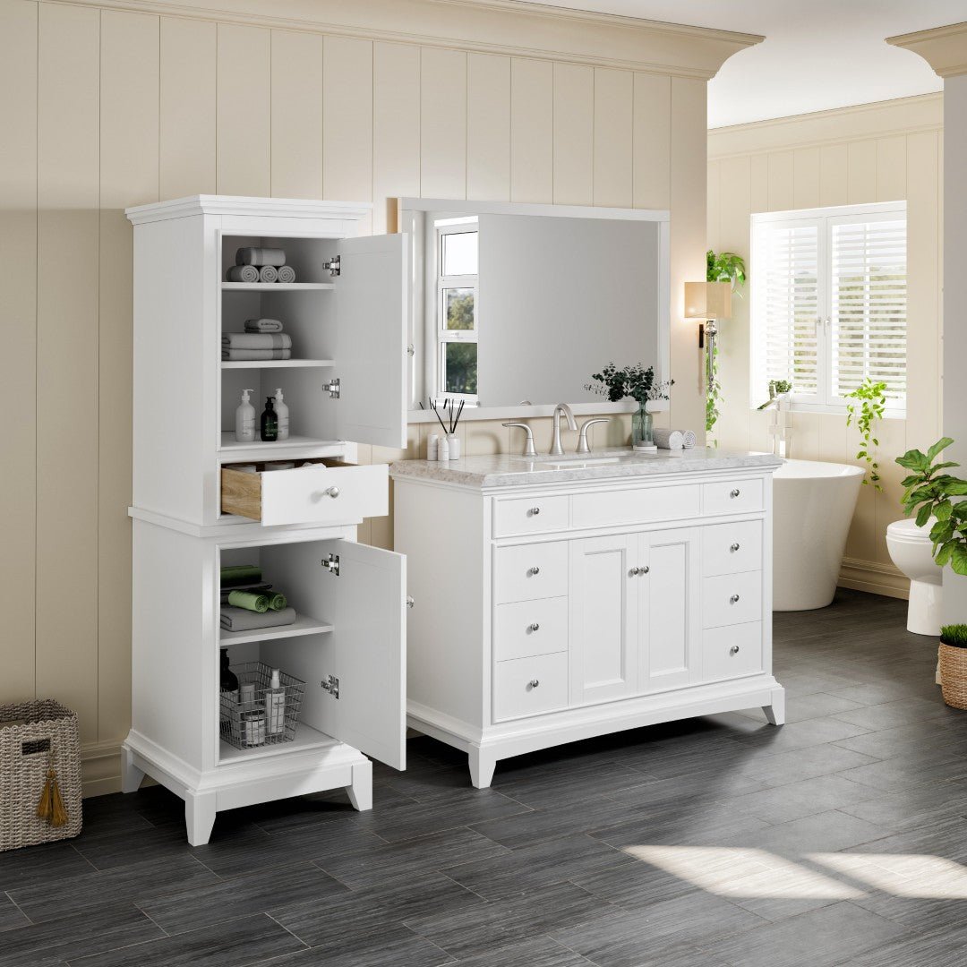Eviva Elite Stamford 21 in. W x 18 in. D White Freestanding Linen Cabinet - by Eviva
