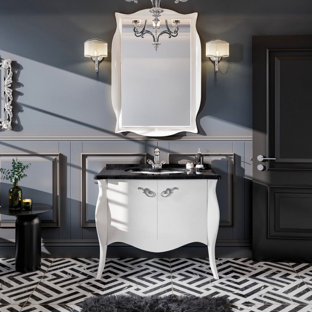 Ritz 34 in. White Single Sink Bath Vanity with Granite Top and Undermount Porcelain Sink - Bathroom Vanity by Eviva