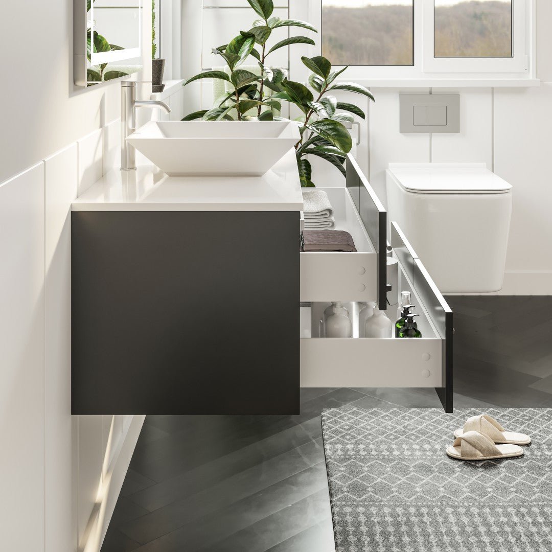 Wave 30 in. Espresso Wall Mount Single Sink Bath Vanity with White Quartz Top and Vessel Porcelain Sink - Bathroom Vanity by Eviva