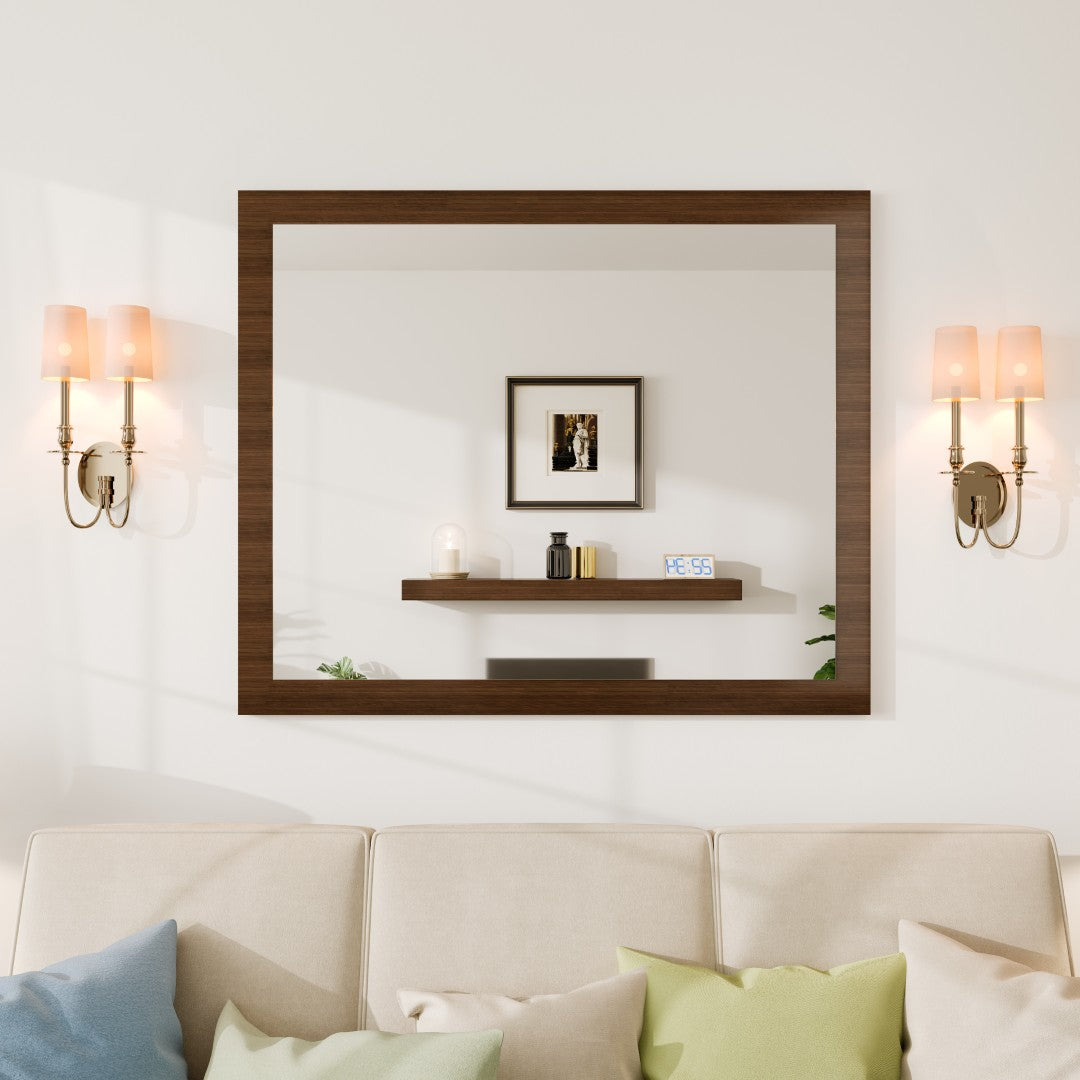 Eviva Sun 30" x 36" Rectangular Gray Oak Wooden Framed Mirror
