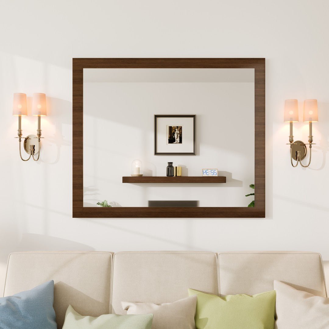 Eviva Sun 36" x 30" Rectangular Gray Oak Wooden Framed Mirror - Mirror by Eviva