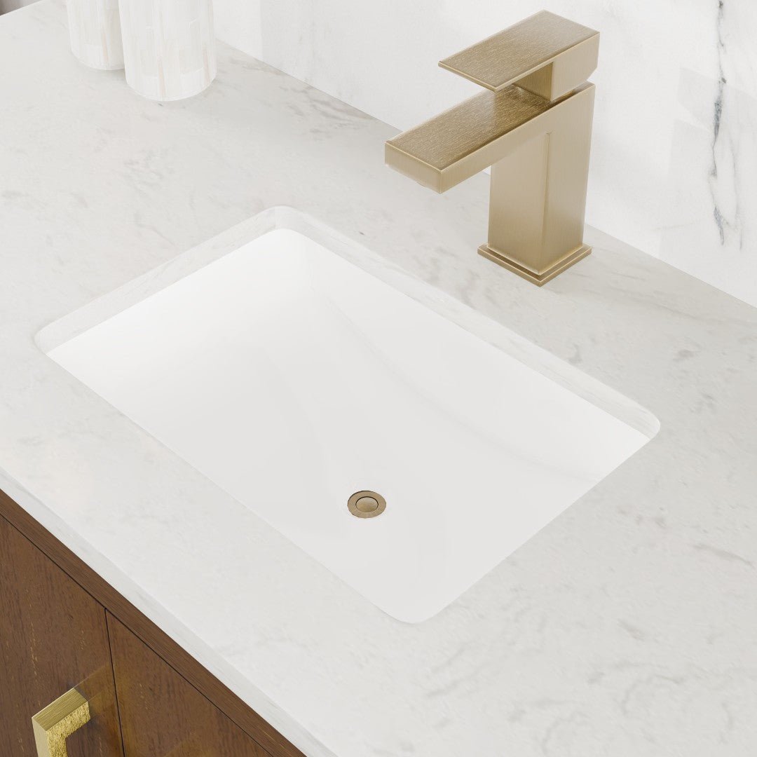 Curio 48 in. Walnut Single Sink Bath Vanity with Carrara Quartz Top and Undermount Porcelain Sink - Bathroom Vanity by Eviva