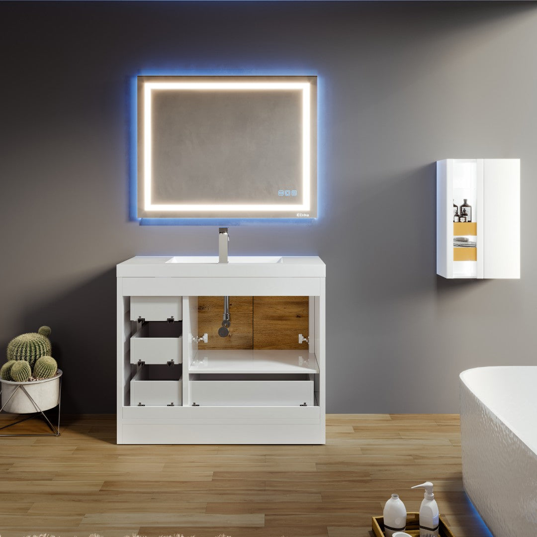 Grace 42 in. Natural Oak Single Sink Bath Vanity with Acrylic Top and Integrated Sink