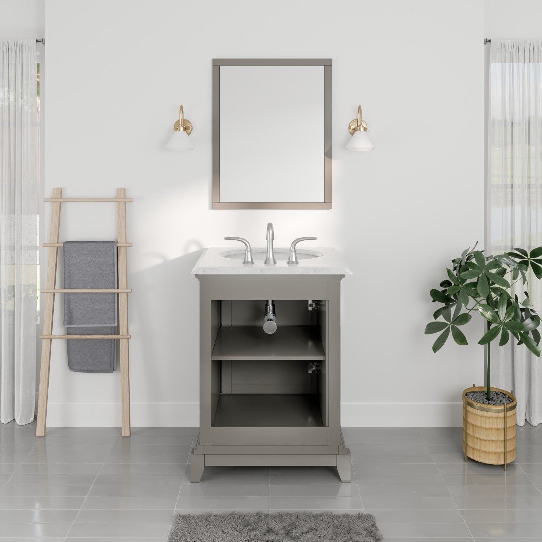 Elite Stamford 24" Gray Single Sink Bath Vanity with Marble Top - Bathroom Vanity by Eviva