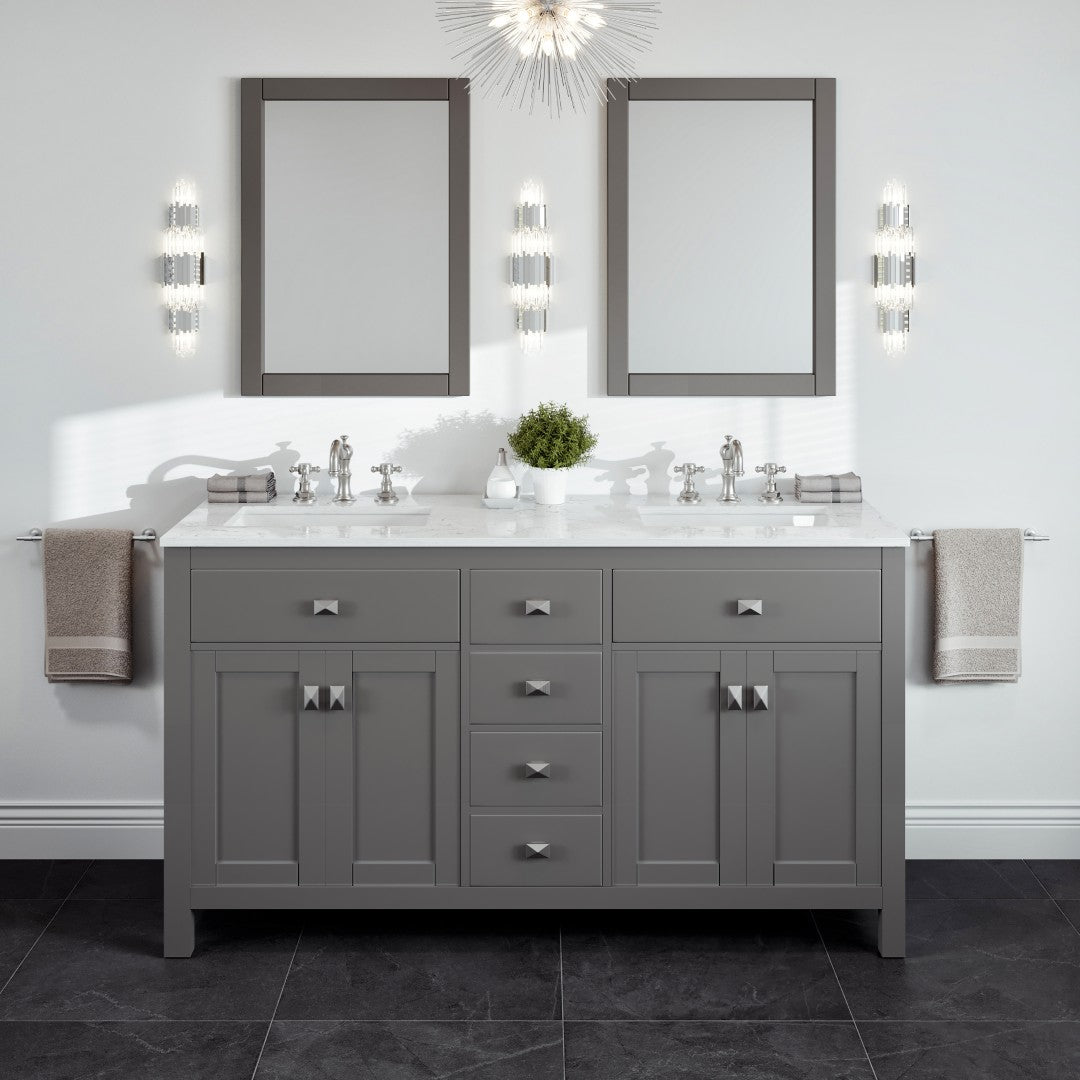 Artemis 72 in. Gray Double Sink Bath Vanity with Engineered Top and Undermount Porcelain Sinks