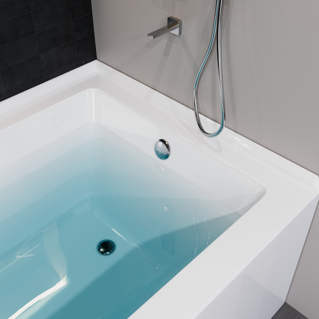 Eviva Swiss 54" Glossy White Acrylic Alcove Bathtub