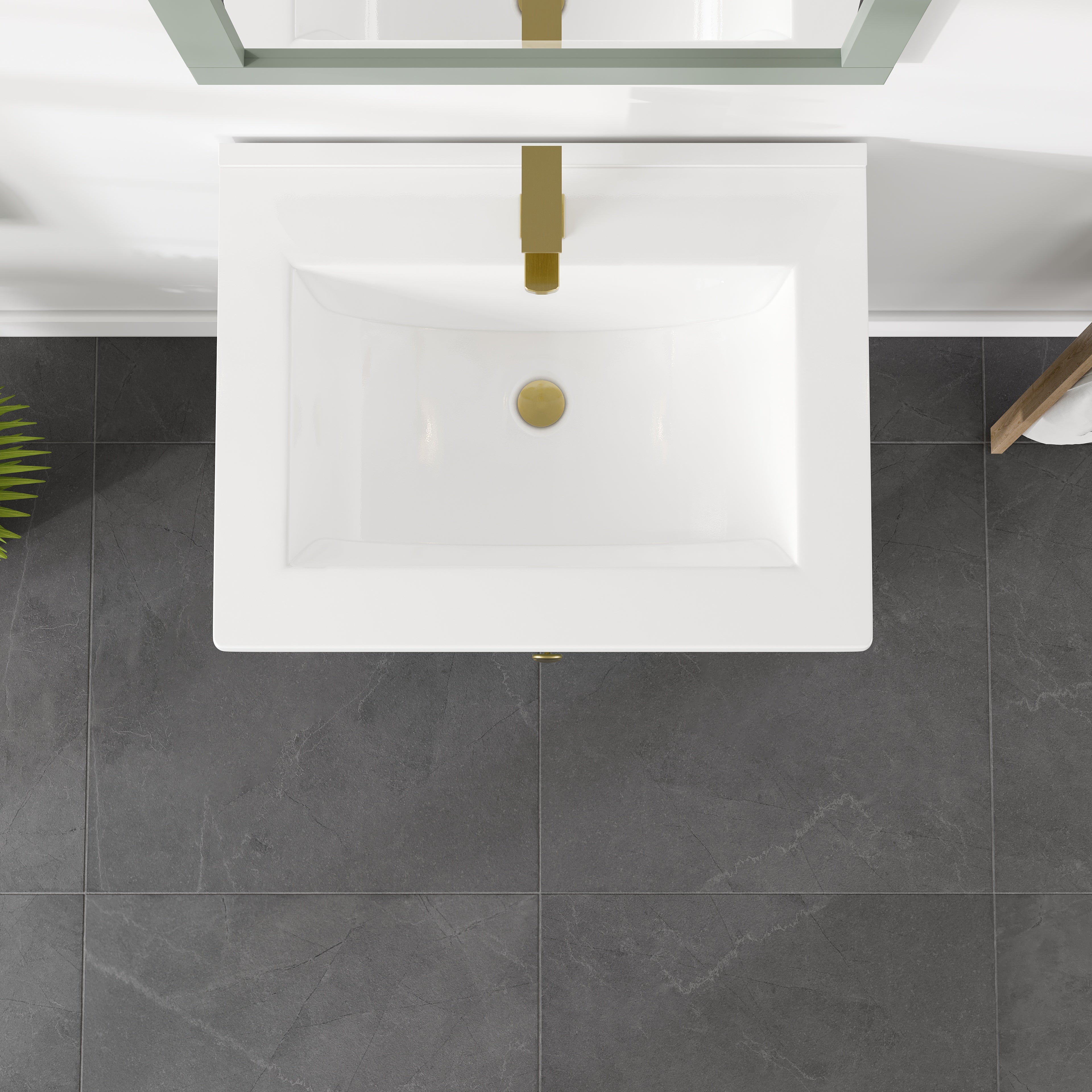 Seoul 24 in. Vintage Green Single Sink Bath Vanity with Porcelain Top and Integrated Sink