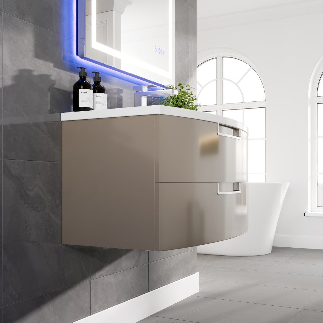 Lola 40 in. Cedar Espresso Wall Mount Single Sink Bath Vanity with Acrylic Top and Integrated Sink