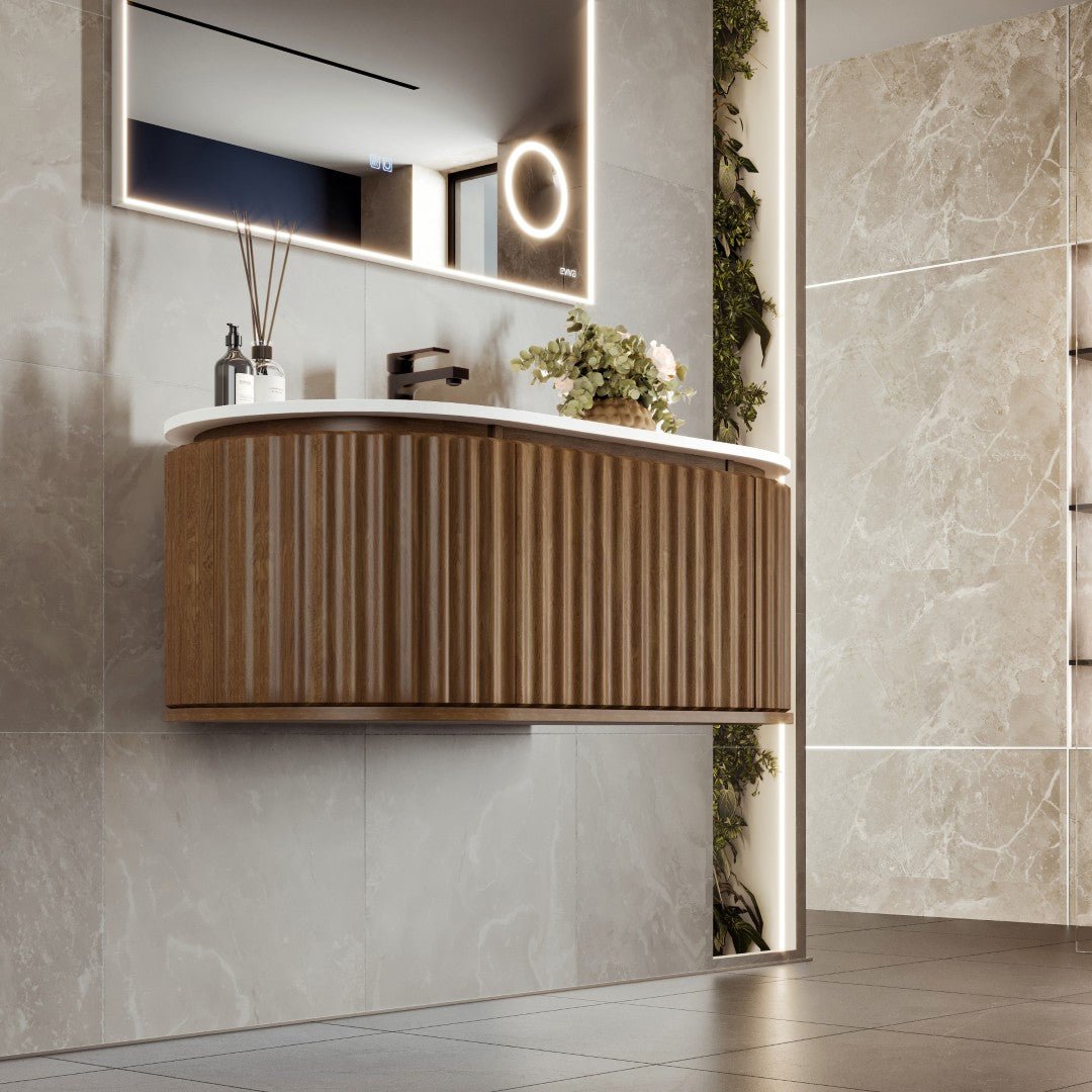 Haven 39 in. Medium Oak Wall Mount Single Sink Bath Vanity with Solid Surface Top and Integrated Sink - Bathroom Vanity by Eviva
