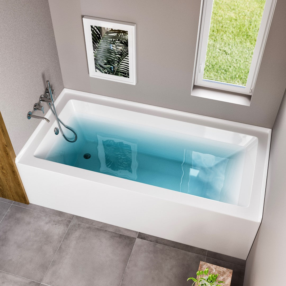 Eviva Swiss 54" Glossy White Acrylic Alcove Bathtub