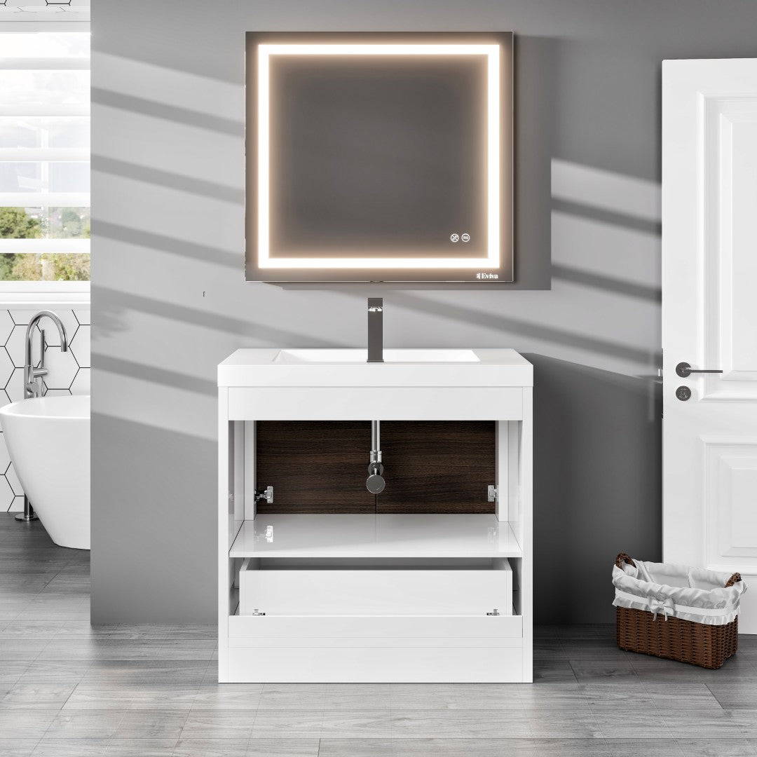 Grace 36 in. Gray Oak Single Sink Bath Vanity with Acrylic Top and Integrated Sink