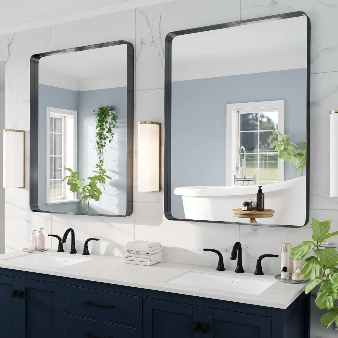 Eviva Harmony 36" x 48" Rectangular Black Metal Framed Mirror - Mirror by Eviva
