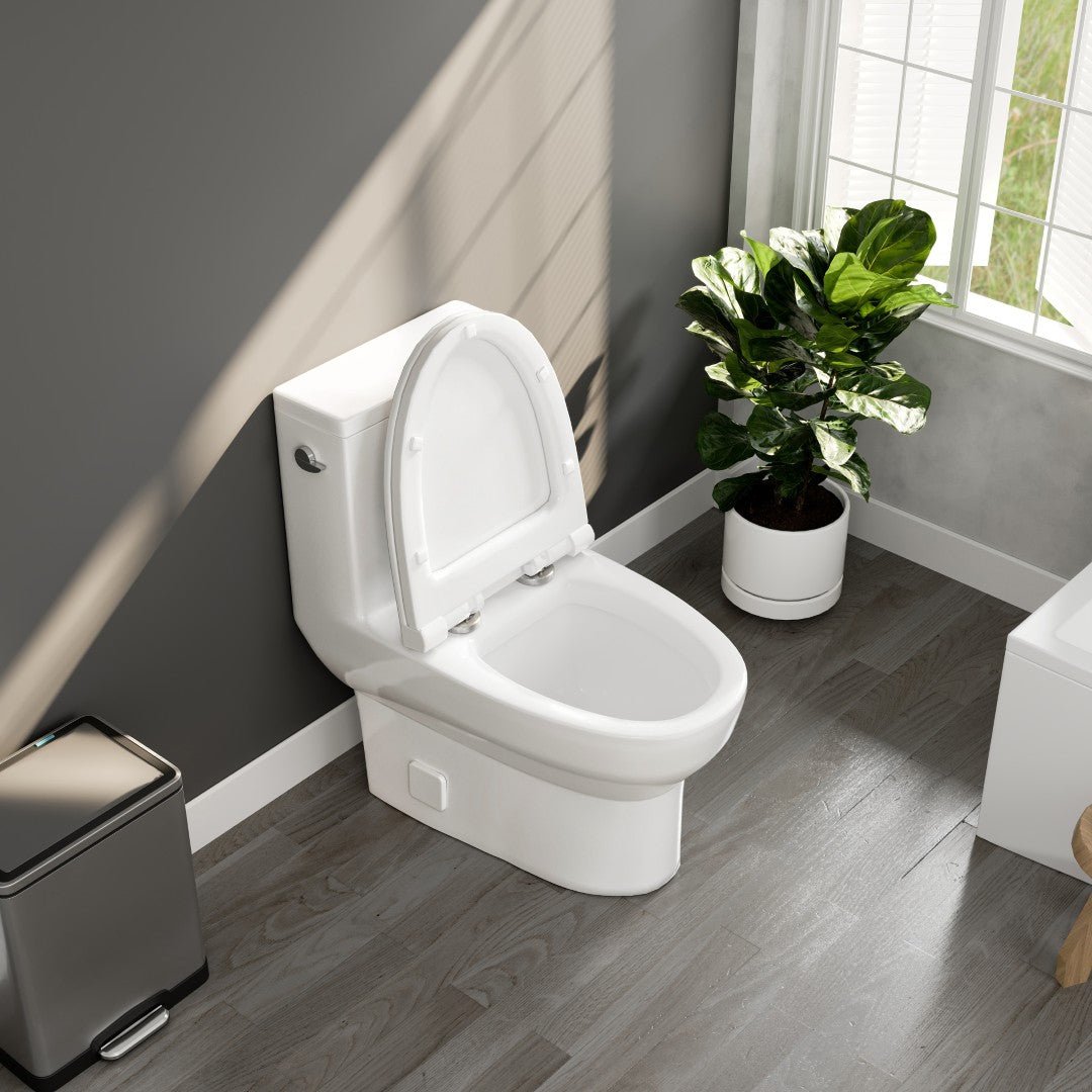 Zion 12 inch Floor Mounted 1 - piece 1.28 GPF Tornado Flush Elongated Toilet in White Seat Included - by Eviva