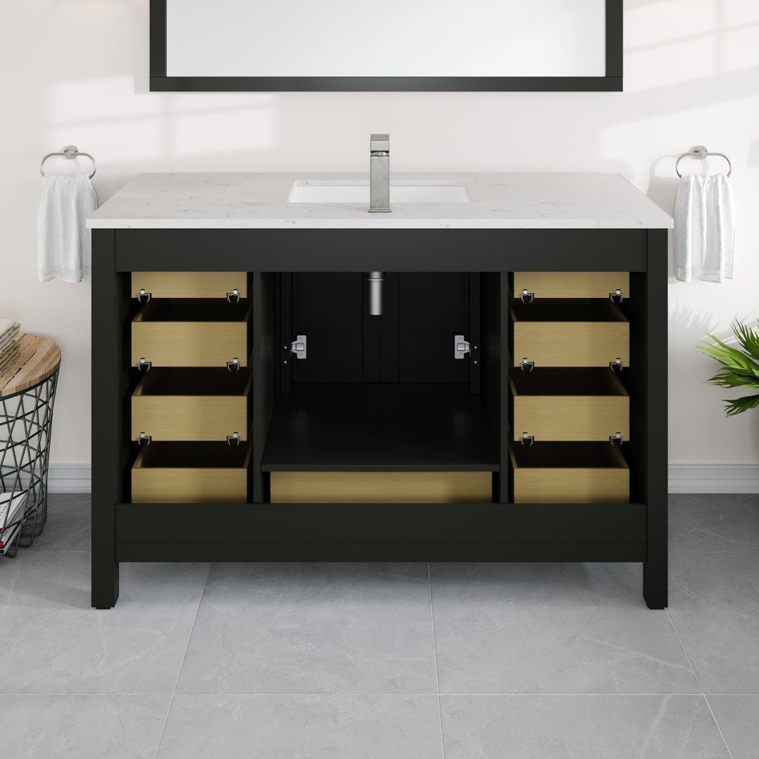 London 48 in. Espresso Single Sink Bath Vanity with Carrara Quartz Top and Undermount Porcelain Sink - Bathroom Vanity by Eviva