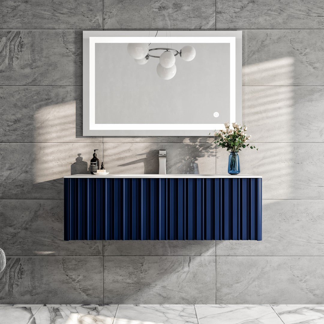 Dolce Vita 48 in. Blue Wall Mount Single Sink Bath Vanity with Solid Surface Top and Integrated Sink - Bathroom Vanity by Eviva