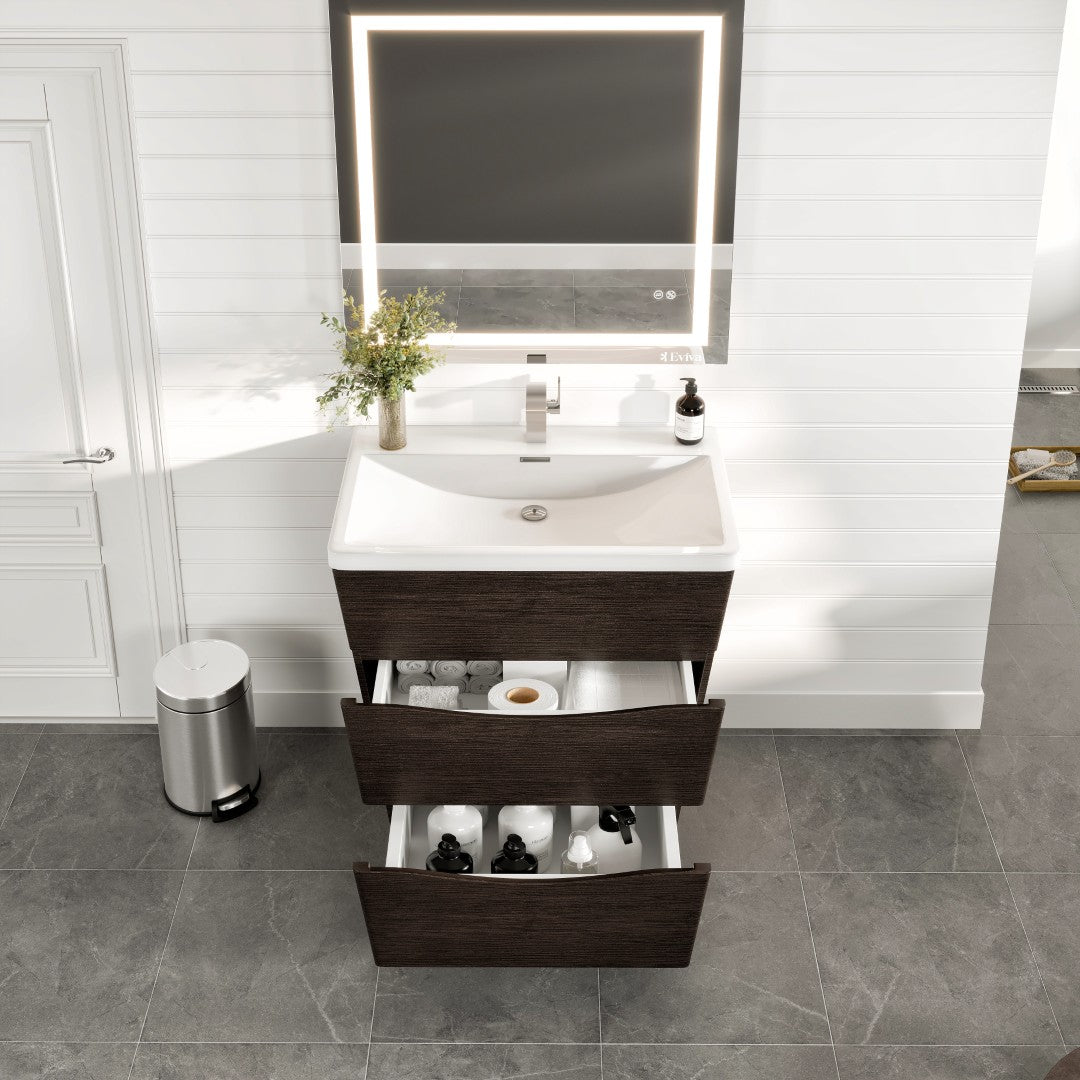 Victoria 32 in. Chestnut Single Sink Bath Vanity with Acrylic Top and Integrated Sink