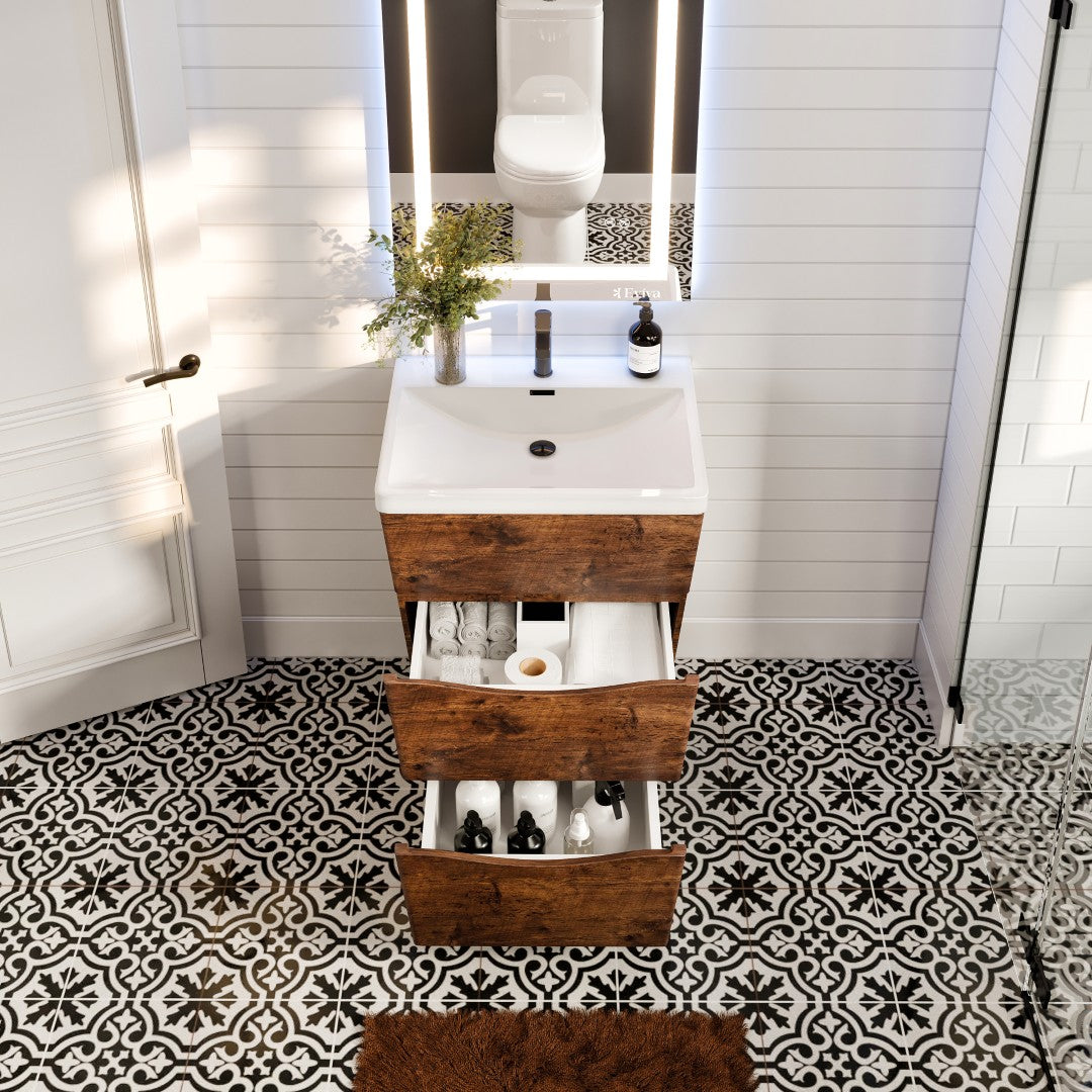 Victoria 25 in. Rosewood Single Sink Bath Vanity with Acrylic Top and Integrated Sink
