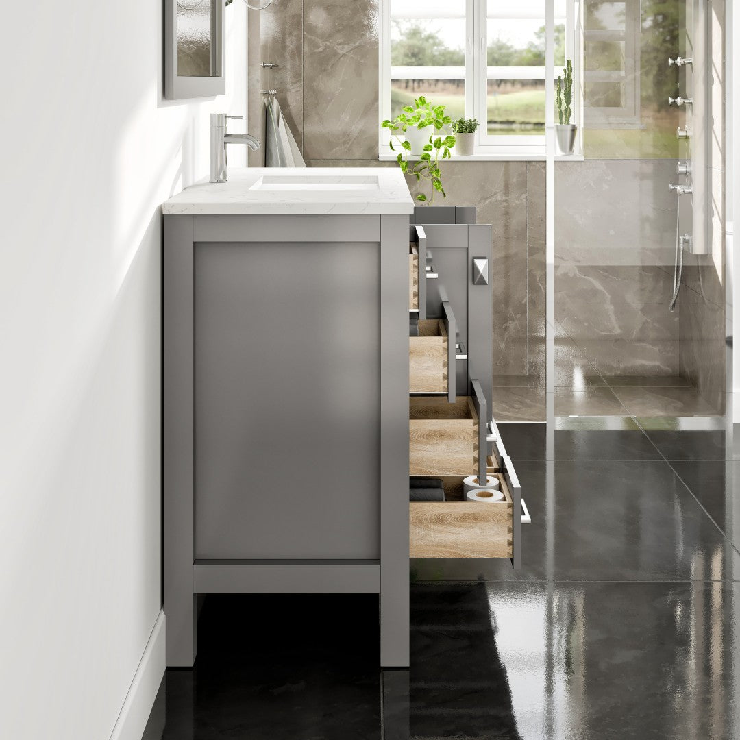 Hampton 36 in. Gray Single Sink Bath Vanity with Carrara Quartz Top and Undermount Porcelain Sink